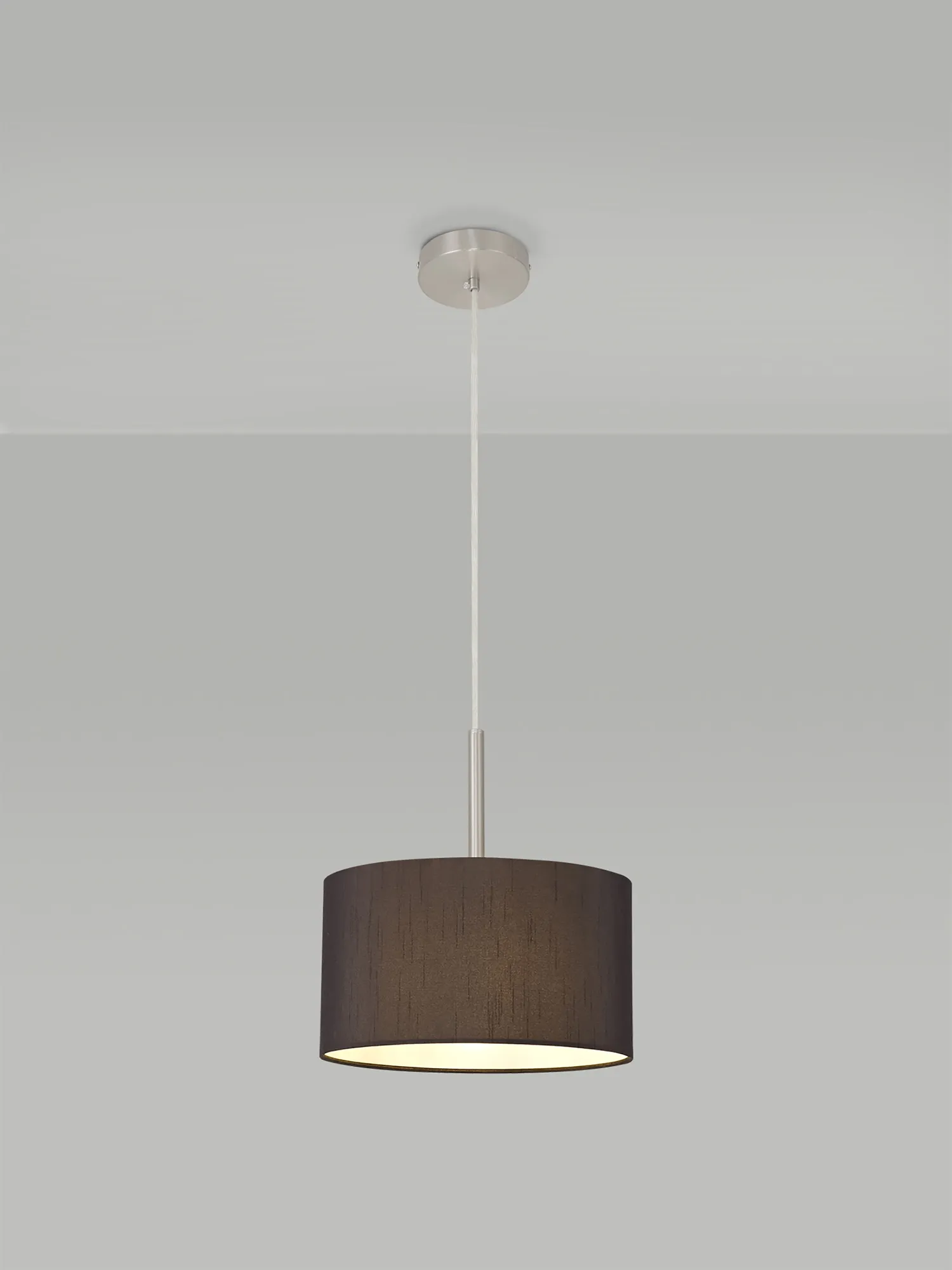 Baymont 30cm Pendant 1 Light Satin Nickel; Black DK0285  Deco Baymont SN BL